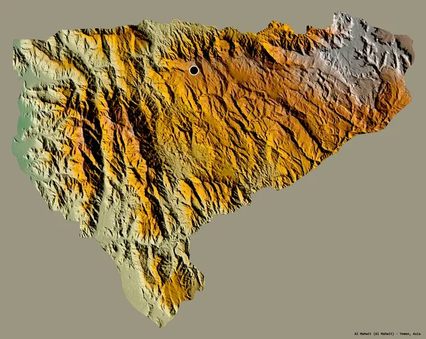 Forma Mahwit Provincia Yemen Con Capital Aislada Sobre Fondo Color —  Fotos de Stock