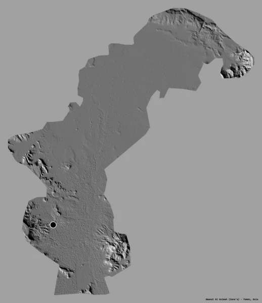 Kształt Amanat Asimah Gubernator Jemenu Stolicą Odizolowaną Solidnym Tle Kolorystycznym — Zdjęcie stockowe