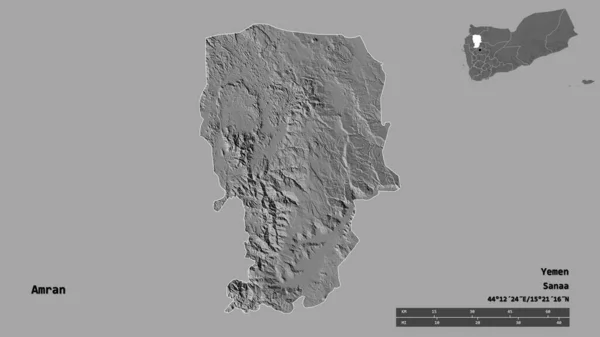 Bentuk Amran Kegubernuran Yaman Dengan Ibukotanya Terisolasi Dengan Latar Belakang — Stok Foto