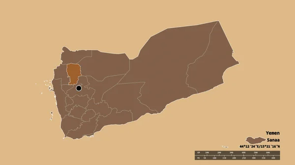 Forma Desnaturalizada Yemen Con Capital División Regional Principal Zona Separada — Foto de Stock
