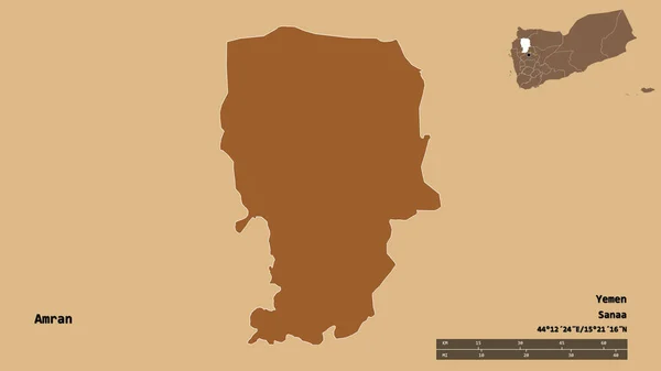 Form Amran Guvernør Yemen Med Sin Hovedstad Isoleret Solid Baggrund - Stock-foto
