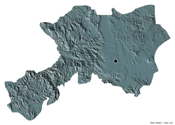 Forma Dhamar Provincia Yemen Con Capital Aislada Sobre Fondo Blanco — Foto de Stock