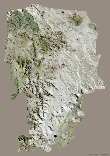 也门的阿姆兰省的形状 其首都用纯色背景隔开 卫星图像 3D渲染 — 图库照片