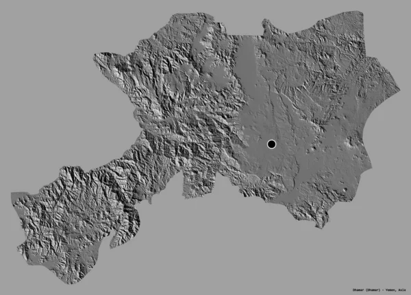 Forma Dhamar Provincia Yemen Con Capital Aislada Sobre Fondo Color — Foto de Stock