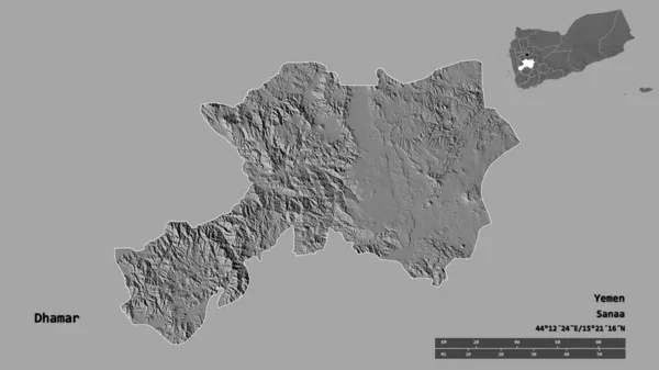 Forma Dhamar Provincia Yemen Con Capital Aislada Sobre Fondo Sólido — Foto de Stock