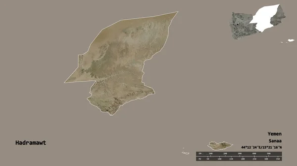 Shape Hadramawt Governorate Yemen Its Capital Isolated Solid Background Distance — Stock Photo, Image