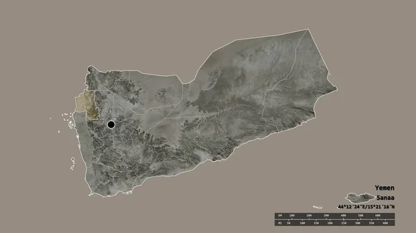 Обесцвеченная Форма Йемена Столицей Главным Региональным Отделением Отделенным Районом Хаджа — стоковое фото