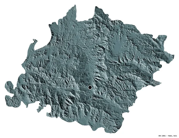 Forma Ibb Provincia Yemen Con Capital Aislada Sobre Fondo Blanco — Foto de Stock