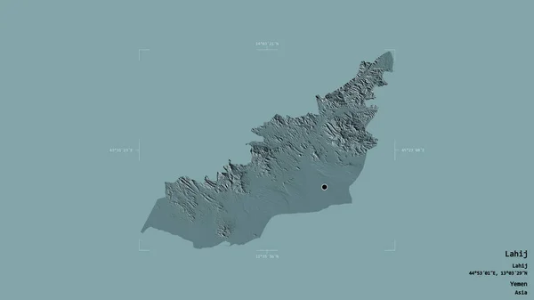 Området Lahij Guvernör Jemen Isolerat Solid Bakgrund Georefererad Avgränsningsbox Etiketter — Stockfoto