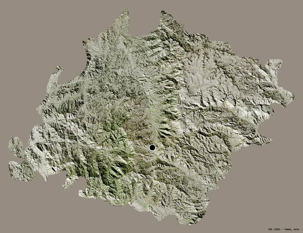 イブの形 イエメンの知事 その首都と固体色の背景に隔離されました 衛星画像 3Dレンダリング — ストック写真