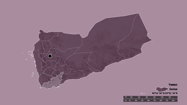 Обесцвеченная Форма Йемена Столицей Главным Региональным Отделением Отделенным Районом Лахидж — стоковое фото