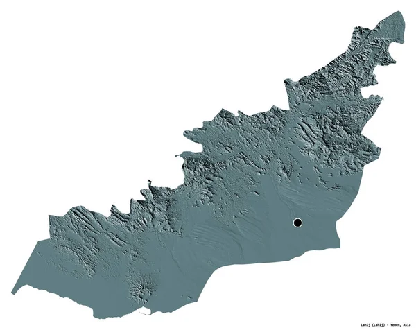 Форма Лахиджа Провинции Йемен Столицей Изолированной Белом Фоне Цветная Карта — стоковое фото