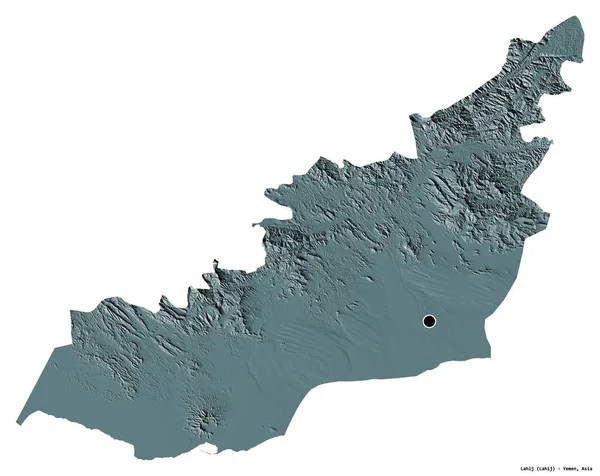 Forma Lahij Provincia Yemen Con Capital Aislada Sobre Fondo Blanco — Foto de Stock