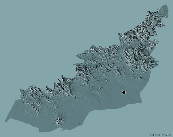 Forma Lahij Provincia Yemen Con Capital Aislada Sobre Fondo Color — Foto de Stock