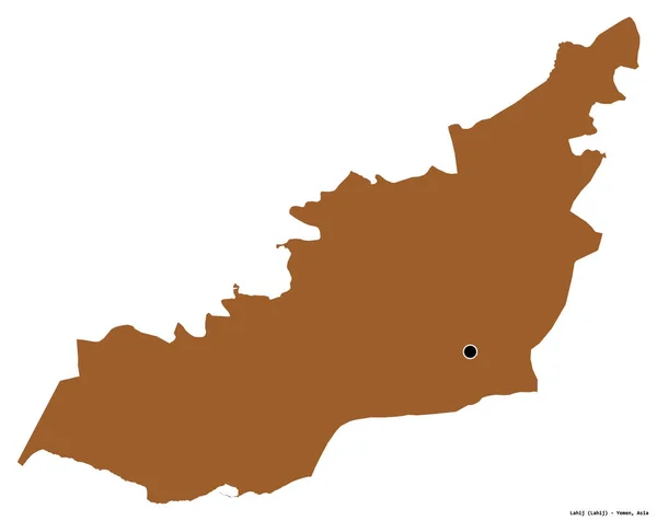 Forma Lahij Provincia Yemen Con Capital Aislada Sobre Fondo Blanco —  Fotos de Stock