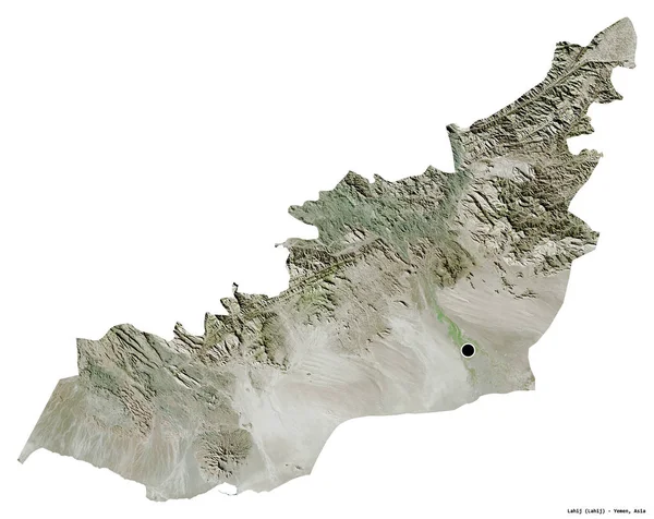 Forma Lahij Provincia Yemen Con Capital Aislada Sobre Fondo Blanco —  Fotos de Stock