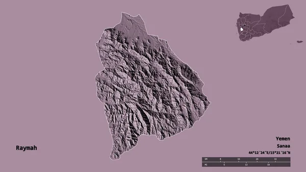 Forma Raymah Governadoria Iêmen Com Sua Capital Isolada Fundo Sólido — Fotografia de Stock