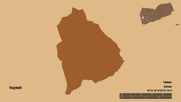 Forma Raymah Provincia Yemen Con Capital Aislada Sobre Fondo Sólido — Foto de Stock