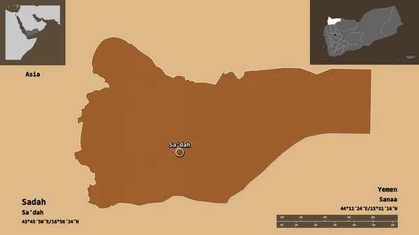 Форма Садаха Провинция Йемен Столица Шкала Расстояний Предварительные Просмотры Метки — стоковое фото