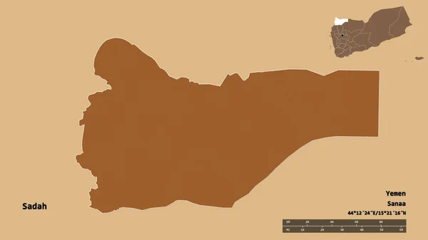 Forma Sadah Provincia Yemen Con Capital Aislada Sobre Sólido Fondo —  Fotos de Stock