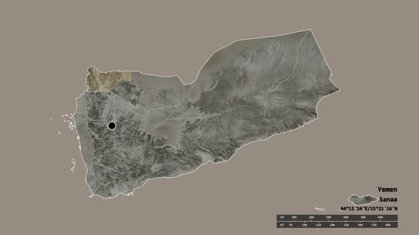 Обесцвеченная Форма Йемена Столицей Главным Региональным Делением Отделенной Садахом Территорией — стоковое фото