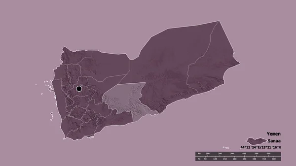 Обесцвеченная Форма Йемена Столицей Главным Региональным Отделением Разделенной Шабвой Метки — стоковое фото
