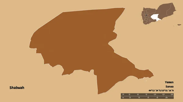 Shape Shabwah Governorate Yemen Its Capital Isolated Solid Background Distance — Stock Photo, Image