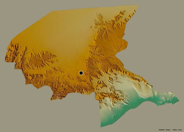 Форма Шабва Провінція Ємен Столицею Ізольованою Суцільному Кольоровому Тлі Карта — стокове фото