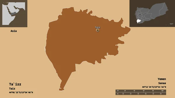 Shape Izz Gouvernement Des Jemen Und Seine Hauptstadt Entfernungsskala Vorschau — Stockfoto