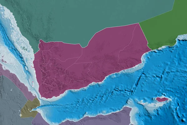Área Estendida Iêmen Com Contorno País Fronteiras Internacionais Regionais Mapa — Fotografia de Stock