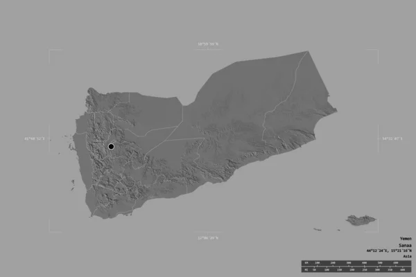 Area Yemen Isolated Solid Background Georeferenced Bounding Box Main Regional — Stock Photo, Image