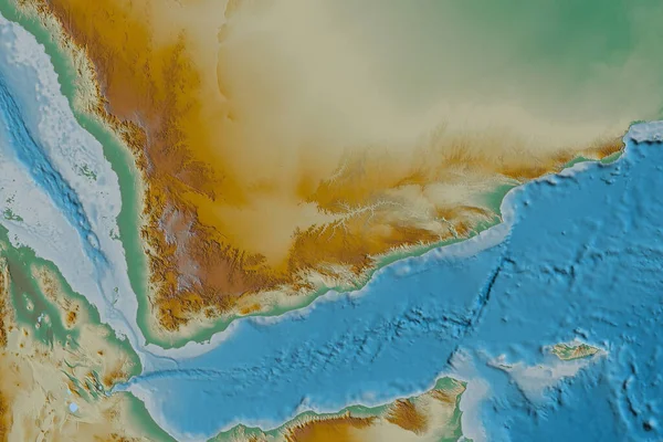 Extended Area Yemen Topographic Relief Map Rendering — Stock Photo, Image