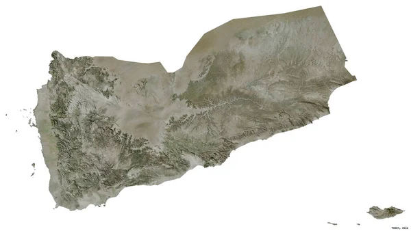 Forme Yémen Avec Capitale Isolée Sur Fond Blanc Imagerie Satellite — Photo