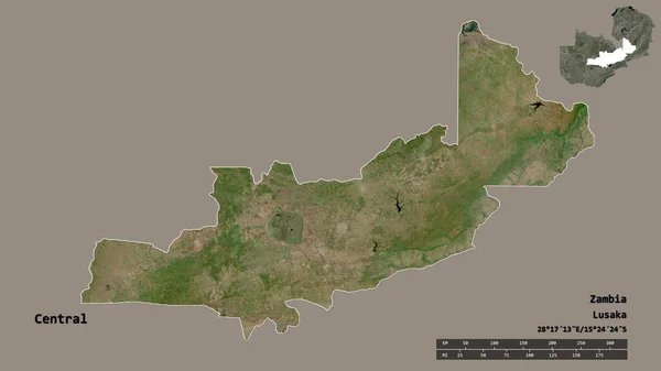 Forma Central Província Zâmbia Com Sua Capital Isolada Fundo Sólido — Fotografia de Stock