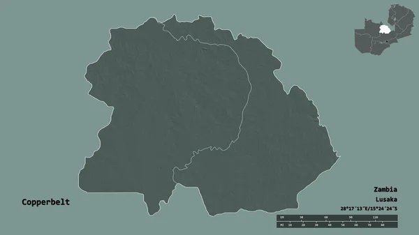 Form Copperbelt Provinsen Zambia Med Dess Huvudstad Isolerad Solid Bakgrund — Stockfoto