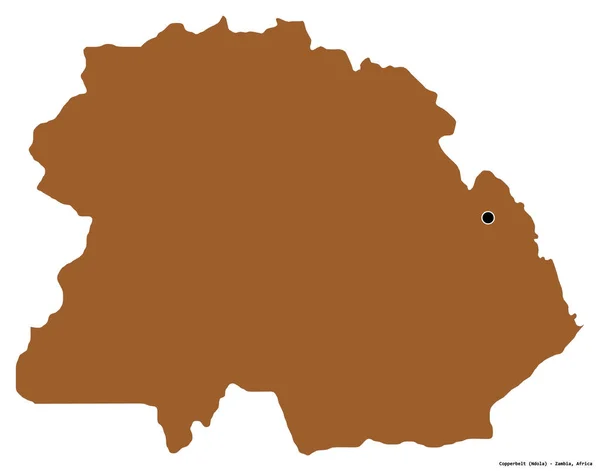 Shape Copperbelt Province Zambia Its Capital Isolated White Background Composition — Stock Photo, Image