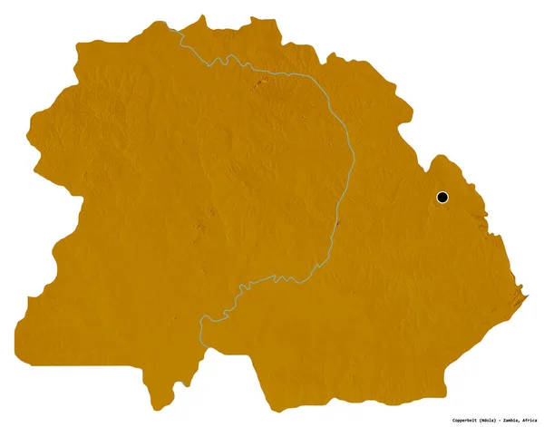 Alakja Copperbelt Tartomány Zambia Főváros Elszigetelt Fehér Alapon Topográfiai Domborzati — Stock Fotó