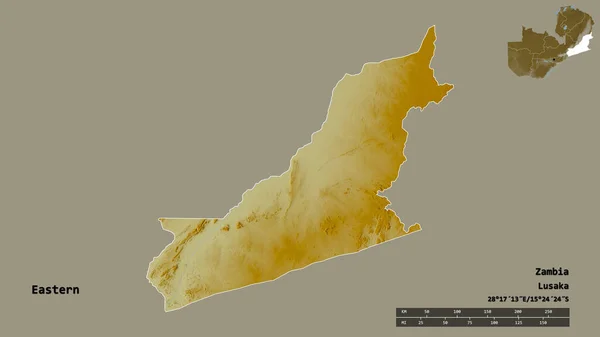Forma Del Este Provincia Zambia Con Capital Aislada Sobre Fondo — Foto de Stock