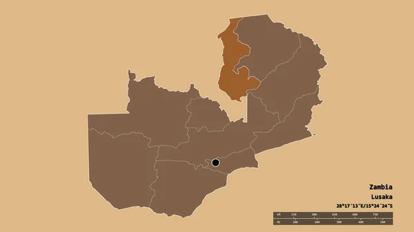 Forma Desnaturalizada Zambia Con Capital División Regional Principal Zona Separada — Foto de Stock