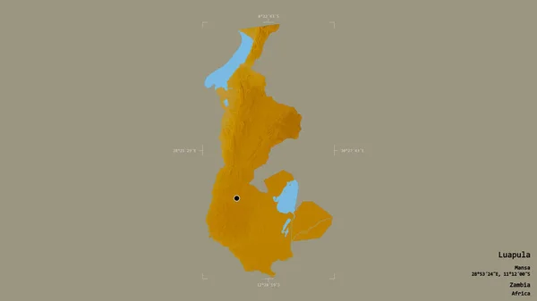 Alue Luapula Sambian Maakunnassa Eristetty Vankka Tausta Georeferoitu Rajaava Laatikko — kuvapankkivalokuva