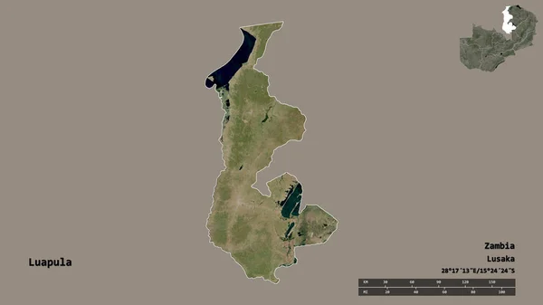 Muoto Luapula Sambian Maakunnassa Sen Pääkaupunki Eristetty Vankka Tausta Etäisyysasteikko — kuvapankkivalokuva