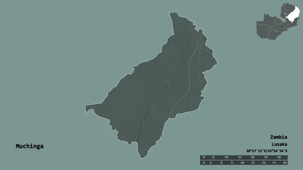 Forma Muchinga Provincia Dello Zambia Con Suo Capoluogo Isolato Uno — Foto Stock