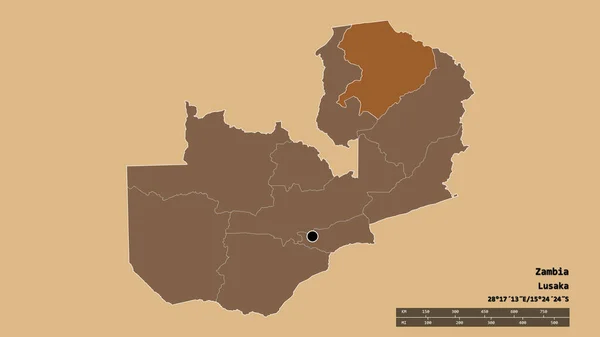 Forma Desnaturalizada Zambia Con Capital División Regional Principal Zona Norte — Foto de Stock