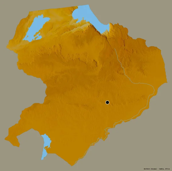 Forma Norte Província Zâmbia Com Sua Capital Isolada Fundo Cor — Fotografia de Stock