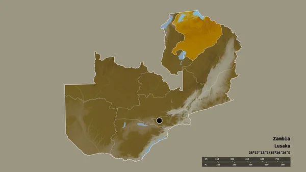 Forma Desnaturalizada Zambia Con Capital División Regional Principal Zona Norte — Foto de Stock