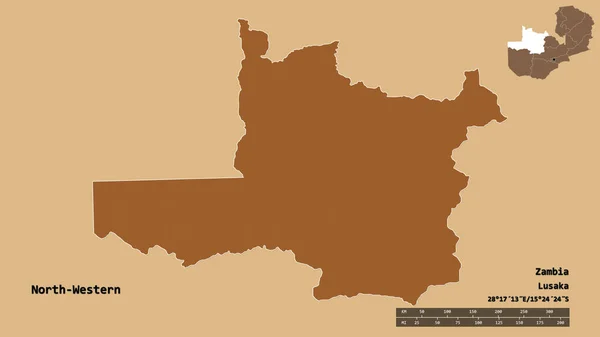 Forma Del Nord Ovest Provincia Dello Zambia Con Suo Capoluogo — Foto Stock