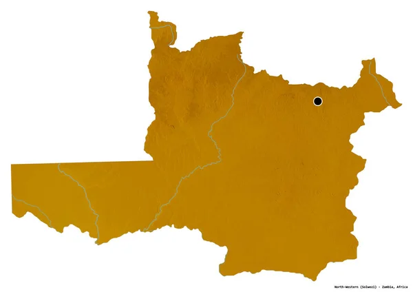 Tvar Severozápadu Provincie Zambie Hlavním Městem Izolovaným Bílém Pozadí Topografická — Stock fotografie