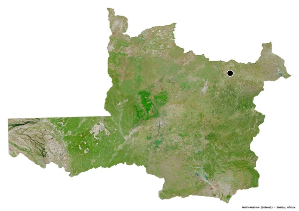 Σχήμα Βορειοδυτικό Επαρχία Της Ζάμπια Πρωτεύουσα Απομονωμένη Λευκό Φόντο Δορυφορικές — Φωτογραφία Αρχείου