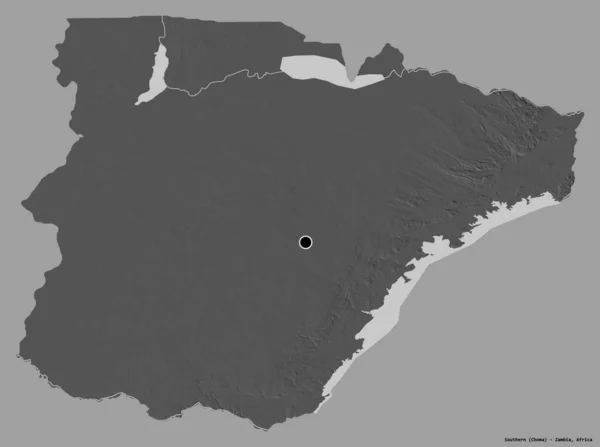 Форма Юга Провинция Замбия Столицей Изолированы Прочном Цветном Фоне Карта — стоковое фото