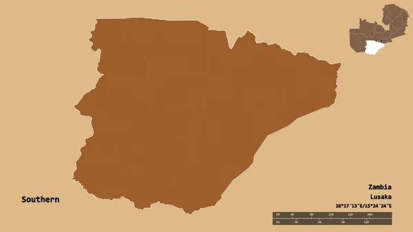 Forma Del Sur Provincia Zambia Con Capital Aislada Sobre Fondo —  Fotos de Stock